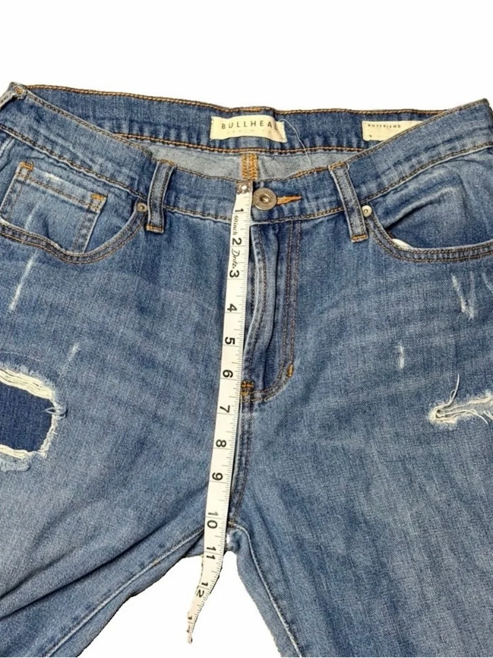 Bullhead Juniors Boyfriend Jeans Size 9 Blue Skinny Distressed Stone